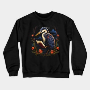 Heron Reads Book Crewneck Sweatshirt